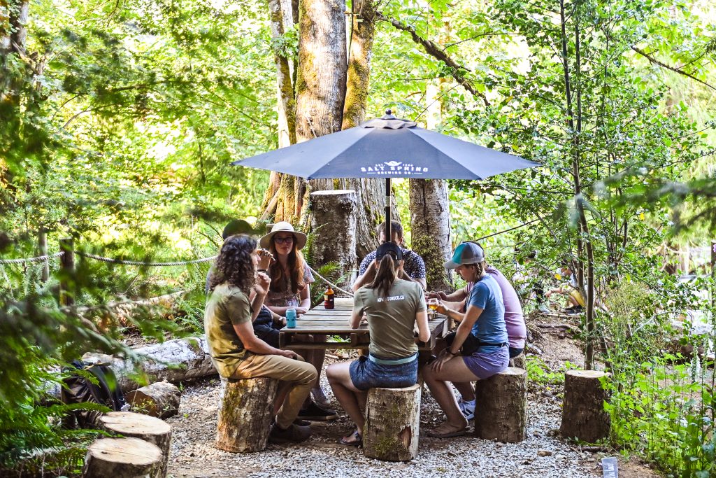 People sitting enjoying beers